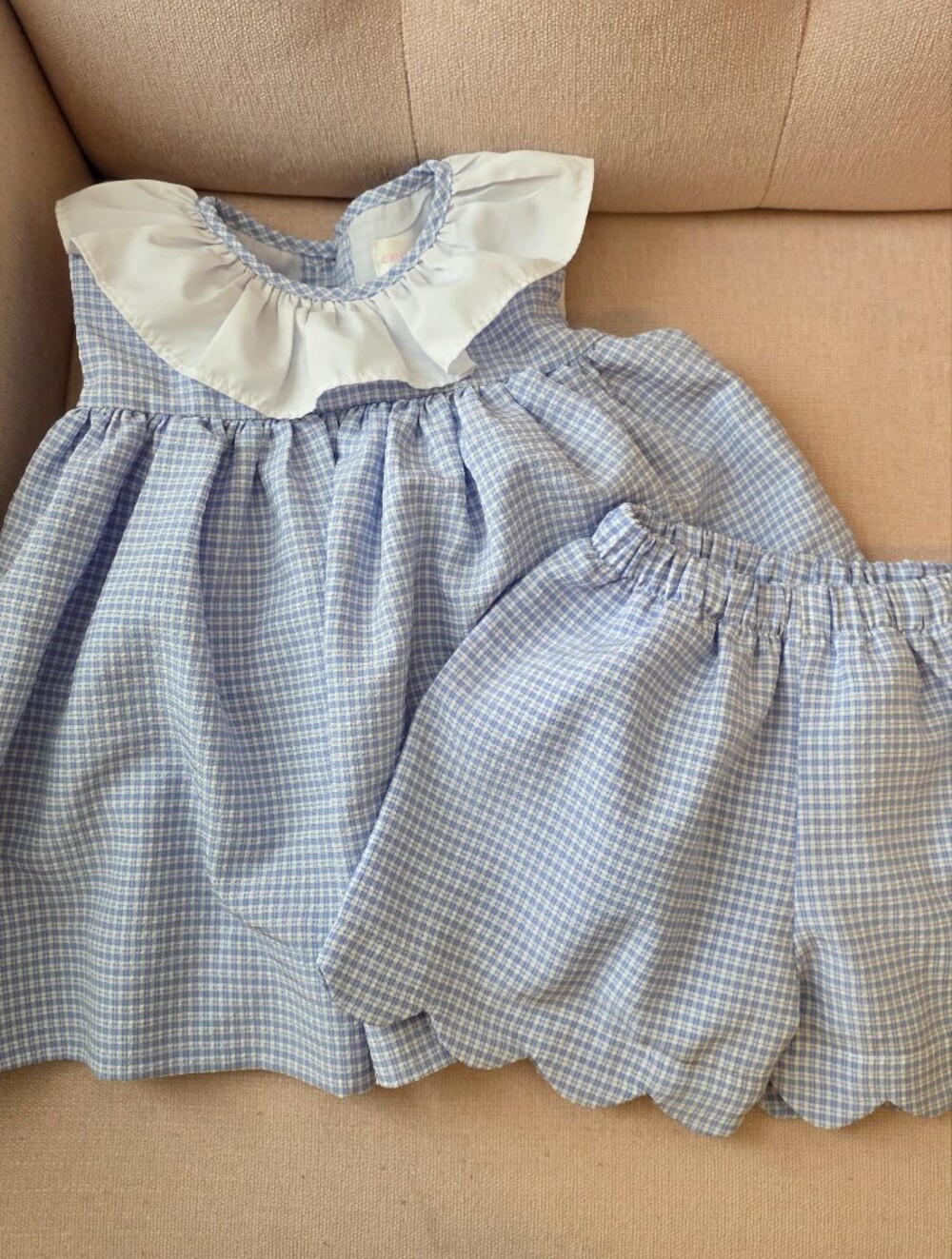Cecil And Lou 4t Blue White Gingham Style Smocked Brand Outfit Set